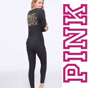 Victoria's Secret PINK | Silver Bling Long Johns Pajamas Bodysuit | Size Medium